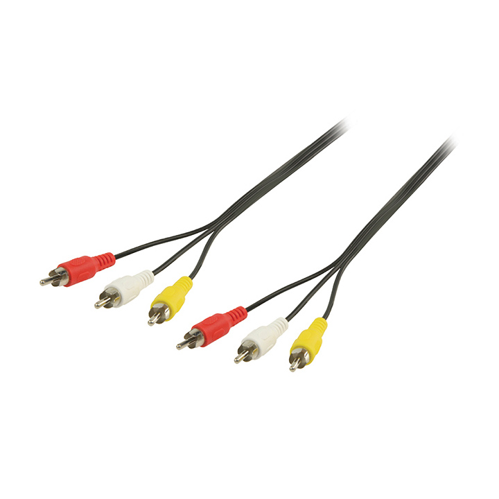 NANOCABLE 10.24.0802 – Cavo Audio Stereo 3 RCA Maschio-Maschio – 1,8 Metri – 3xRCA A 3xRCA Per Collegamenti Audio/Video – Nero
