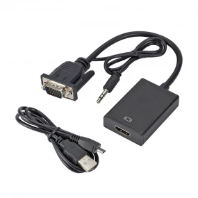 Adapter VGA M + 3.5mm M IN - HDMI AF OUT, power USB micro