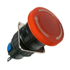 Taster prekidač pečurka, 5A/250VAC 1-pol, crveni okrugli ON-ON, fi=17.5mm