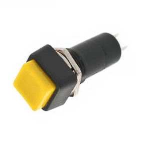 Taster prekidač plastični 3A/250V žuti kvadratni, fi=12mm