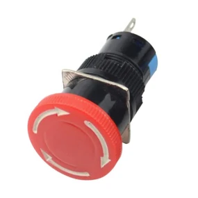 Taster sigurnosni pečurka, 5A/250VAC 1-pol, crveni okrugli ON-ON, fi=17.5mm