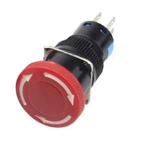 Taster sigurnosni pečurka, 5A/250VAC 2-pol, crveni okrugli ON-ON, fi=17.5mm
